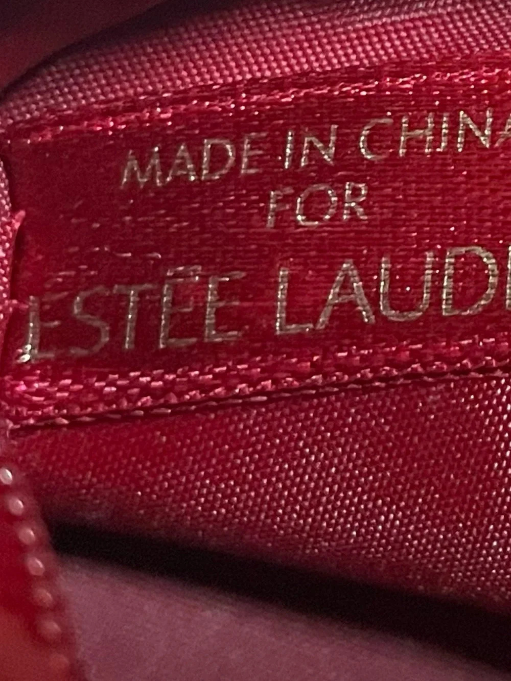 Estee Lauder Red Cosmetic Bag with White Trim